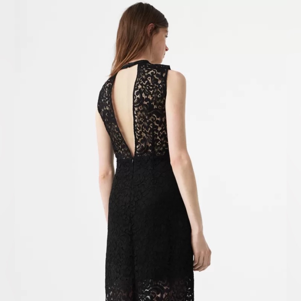 Mango Black Midi Lace Dress